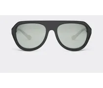 Occhiale Da Sole Ferrari Nero Con Dettagli In Pelle E Lenti Specchiate Polarizzate -  Occhiali Da Sole Nero