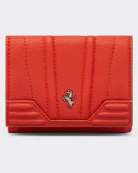 Ferrari Portafoglio Tri-fold In Pelle Martellata -  Piccoli Articoli In Pelle Rosso Dino Rosso