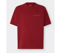T-shirt In Cotone Con Logo Ferrari - Male T-shirt Bordeaux