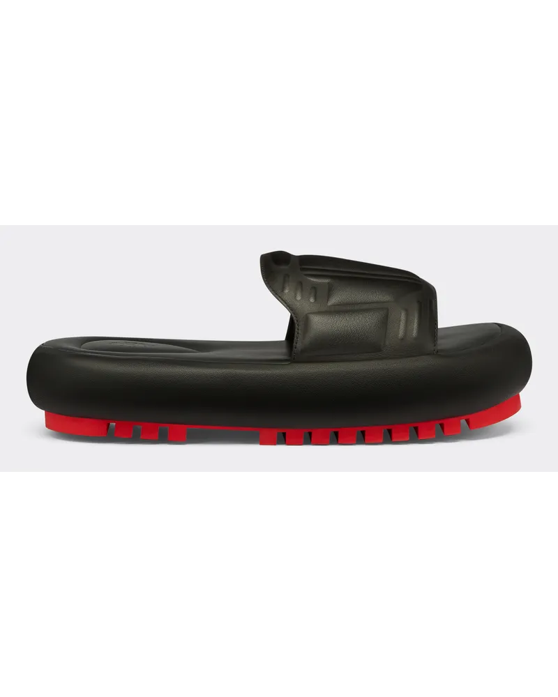 Ferrari Sandalo Slider In Pelle Gommata -  Pantofole E Sandali Nero Nero