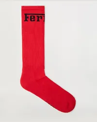 Ferrari Calze In Blend Di Cotone Con Logo Ferrari -  Intimo E Calze Rosso Rosso