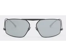 Occhiale Da Sole Ferrari In Metallo Nero Con Lenti Argento Specchiate -  Occhiali Da Sole Nero Opaco