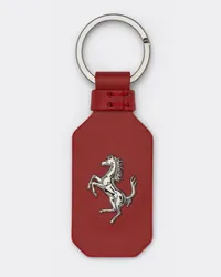 Ferrari Portachiavi In Pelle Con Cavallino Rampante -  Piccoli Articoli In Pelle Rosso Corsa Rosso