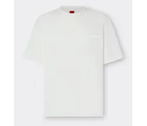 Ferrari T-shirt In Cotone Con Logo Ferrari - Male T-shirt Bianco Ottico Bianco