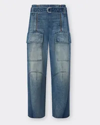 Ferrari Pantalone Cargo In Denim Bicolore -  Pantaloni Denim Chiaro Denim