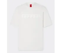 T-shirt In Cotone Con Logo Ferrari -  T-shirt Bianco Ottico