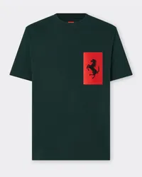 Ferrari T-shirt In Cotone Con Cavallino Rampante - Male T-shirt Verde Militare Verde