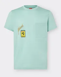 Ferrari T-shirt Con Taschino Miami Collection - Male T-shirt Aquamarine Aquamarine