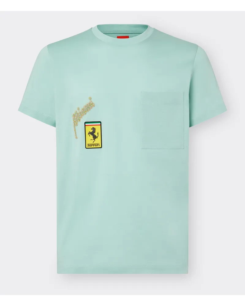 Ferrari T-shirt Con Taschino Miami Collection - Male T-shirt Aquamarine Aquamarine