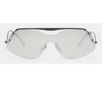Occhiale Da Sole Ferrari In Metallo Nero Con Lenti Specchiate -  Occhiali Da Sole Nero