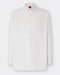 Ferrari Camicia In Popeline A Righe - Male Camicie Bianco Ottico Bianco