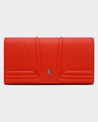 Ferrari Portafoglio Tri-fold In Pelle Martellata -  Piccoli Articoli In Pelle Rosso Dino Rosso