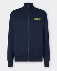 Ferrari Felpa Con Zip E Logo Ferrari - Male Maglieria E Felpe Navy Navy