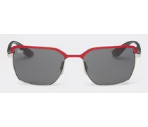 Occhiale Da Sole Ray-ban For Scuderia Ferrari 0rb3743m In Metallo Rosso Opaco E Canna Di Fucile Con Lenti Grigie -  Occhiali Da Sole Grigio Scuro