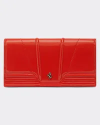 Ferrari Portafoglio Tri-fold In Vernice -  Piccoli Articoli In Pelle Rosso Dino Rosso