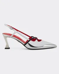 Ferrari Scarpa Slingback Argento Specchio Con Tacco Midi - Female Scarpe Con Tacco Silver Silver