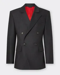 Ferrari Blazer In Drill Di Lana Vergine E Cashmere - Male Giacche E Capispalla Grigio Melange Scuro Grigio