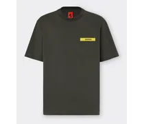 Ferrari T-shirt In Cotone Con Dettaglio A Contrasto - Male T-shirt Militare Militare