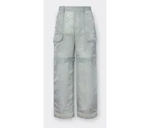 Pantalone Cargo In Nylon Jacquard Cangiante - Male Pantaloni Azzurro