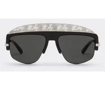 Occhiale Da Sole Ferrari Con Lente Specchiata Grigio Argento -  Occhiali Da Sole Runway Nero