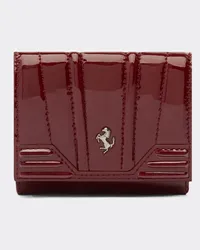 Ferrari Portafoglio Tri-fold In Vernice Lucida -  Piccoli Articoli In Pelle Bordeaux Bordeaux