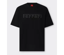 T-shirt In Cotone Con Logo Ferrari -  T-shirt Nero