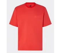 T-shirt In Cotone Con Logo Ferrari - Male T-shirt Rosso Dino