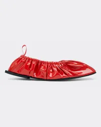 Ferrari Scarpa Ballerina Arricciata In Vernice - Female Slipper E Sandali Rosso Dino Rosso