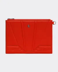 Ferrari Pouch In Pelle Martellata Con Motivo 3d -  Piccoli Articoli In Pelle Rosso Dino Rosso