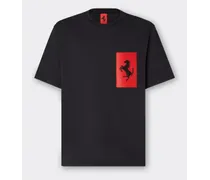 Ferrari T-shirt In Cotone Con Tasca Cavallino Rampante - Male T-shirt Nero Nero