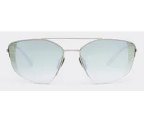 Occhiale Da Sole Ferrari In Titanio Argento Con Lenti Verdi Sfumate Specchiate - Male Occhiali Da Sole Silver