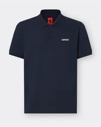 Ferrari Polo In Cotone Con Logo Ferrari - Male Polo Navy Navy