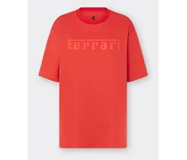 T-shirt In Cotone Con Logo Ferrari -  T-shirt Rosso Dino