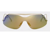 Occhiale Da Sole Ferrari In Metallo Oro Con Lenti Oro Specchiate Blu -  Occhiali Da Sole Oro