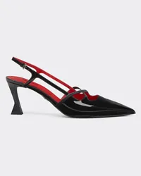 Ferrari Scarpa Slingback In Vernice Nera Con Tacco Midi - Female Scarpe Con Tacco Black Black