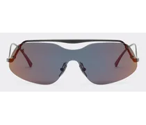 Occhiale Da Sole Ferrari In Metallo Nero Con Lenti Grigio Specchiato Rosso -  Occhiali Da Sole Nero
