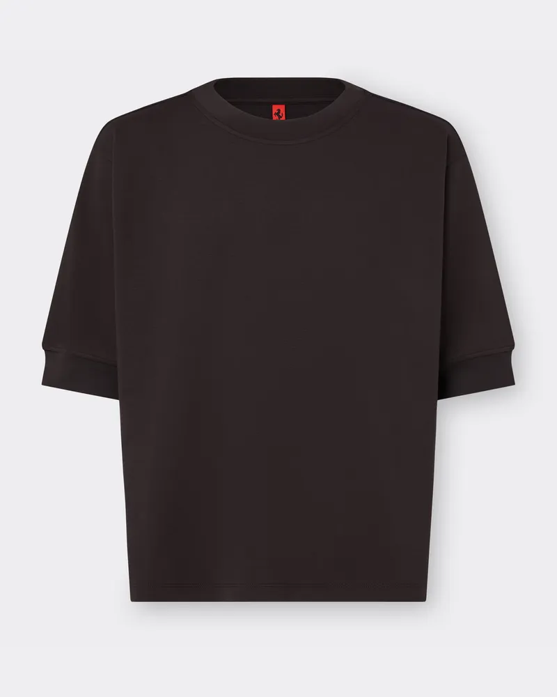 Ferrari Maglia In Misto Viscosa - Male T-shirt Dark Brown Dark