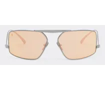 Occhiale Da Sole Ferrari In Metallo Con Lenti Arancione Specchiate Argento -  Occhiali Da Sole Grigio Scuro