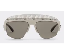 Occhiale Da Sole Ferrari Con Lente Specchiata Argento -  Occhiali Da Sole Runway Bianco Ottico