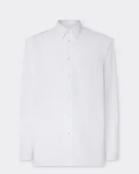 Ferrari Camicia In Cotone Con Nastro Grosgrain 3d - Male Camicie Bianco Ottico Bianco