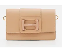 H-bag Plexi Logo Leather Crossbody Bag | Beige