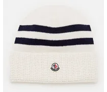 Logo Wool Cashmere Blend Beanie Hat | Bianco