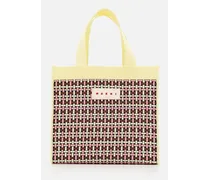 Medium Knit Jacquard Shopping Bag | Bianco