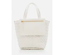 Small Flip Flap Leather Tote Bag | Bianco