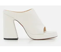 110mm Leather Platform Sandals | Bianco