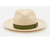 Cappello Panama Semicrochet Large Tense Intrecciato Con Cintura | Beige