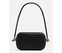 Knot Minaudiere On Strap Leather Clutch | Nero