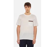 T-shirt In Cotone Con Taschino Rigato | Bianco