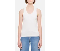 Stretch Ribbed Cotton Tank Top | Bianco
