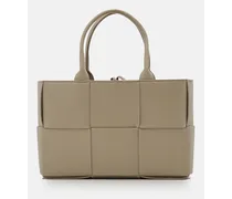 Small Arco Grained Leather Tote Bag | Beige